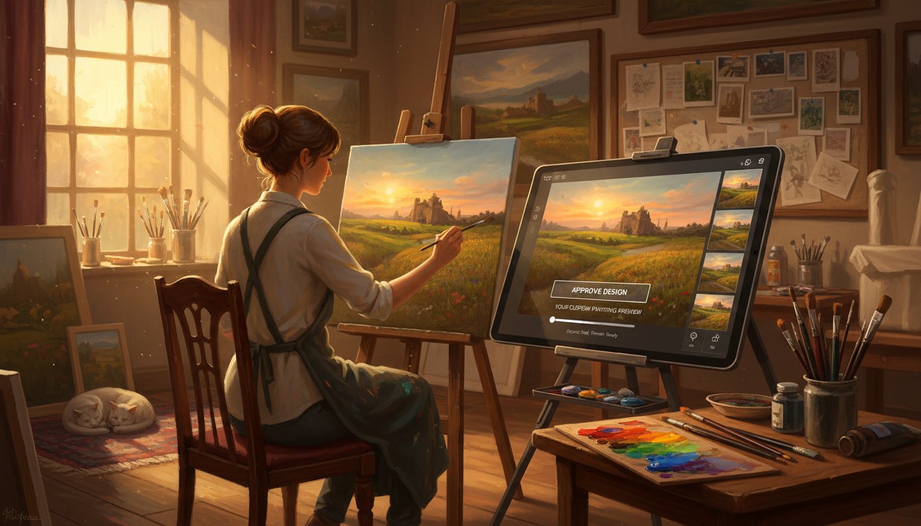 The deposit and preview system for custom paintings