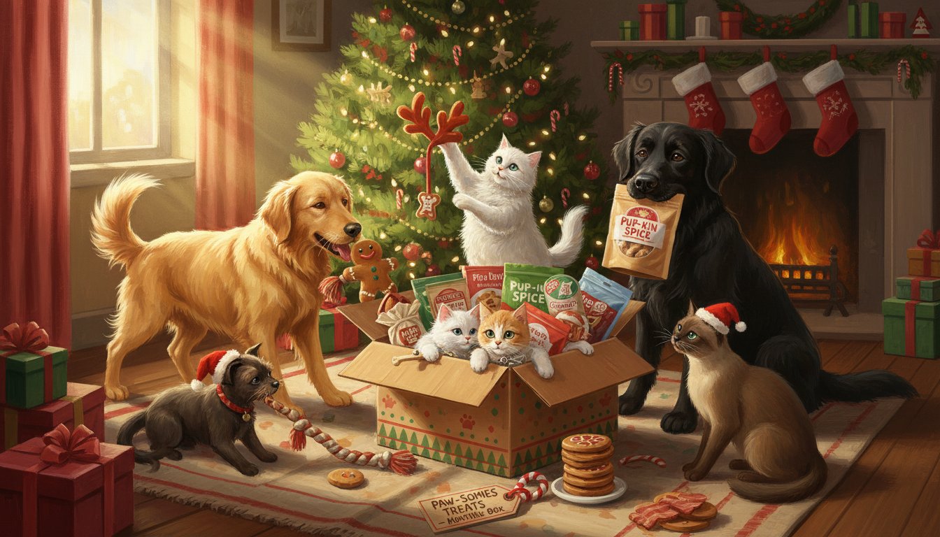 A monthly treat subscription box for dogs