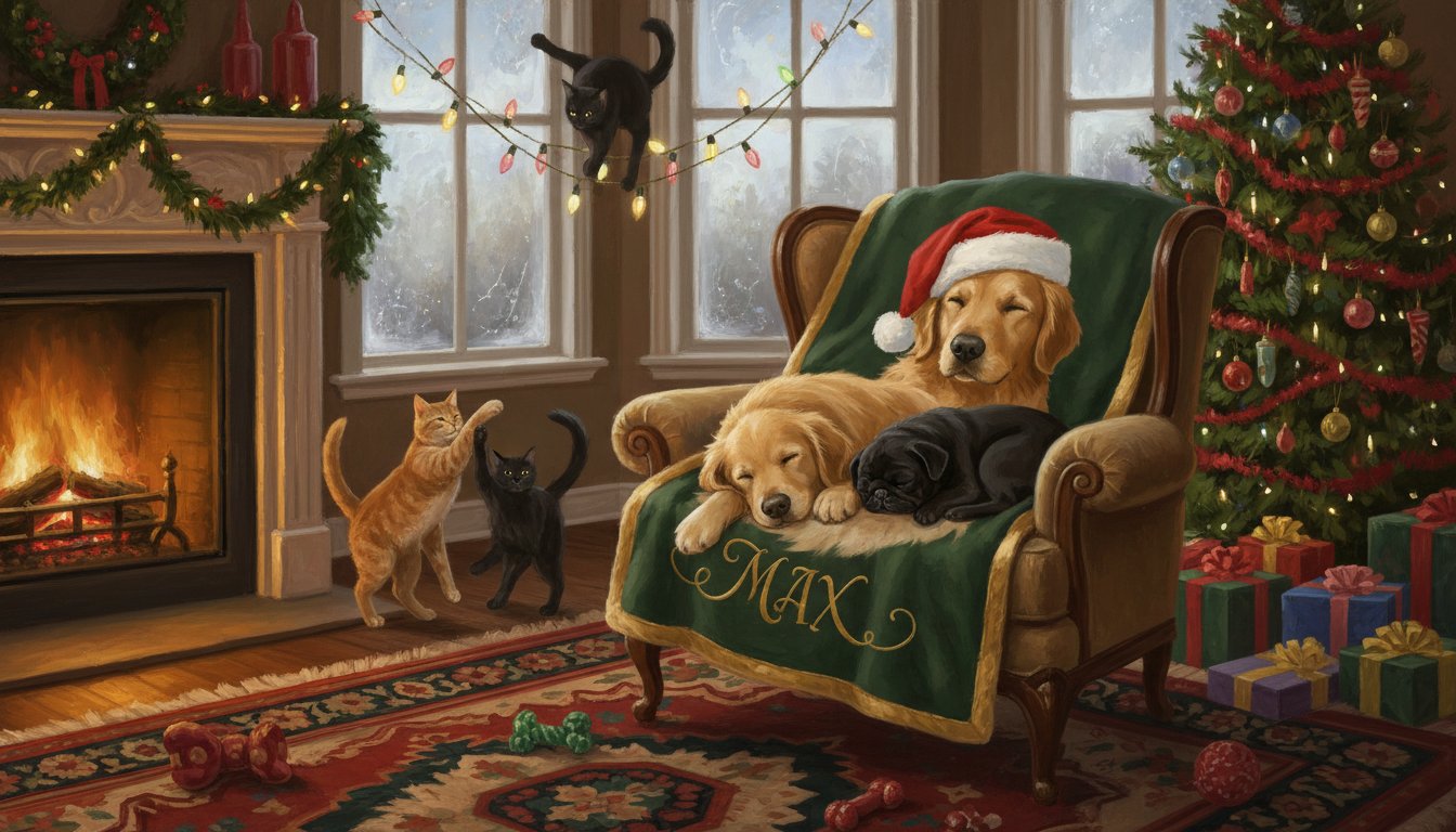 A personalized dog blanket with the dog's face