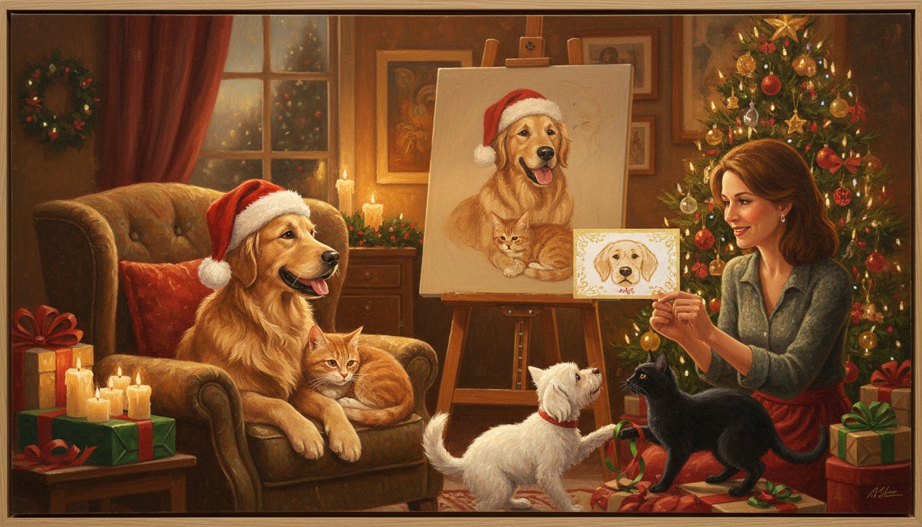 A gift card for a custom dog portrait