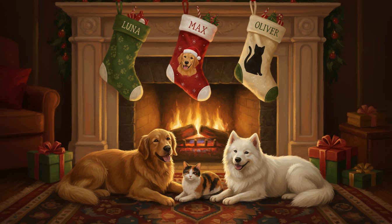 A personalized dog Christmas stocking