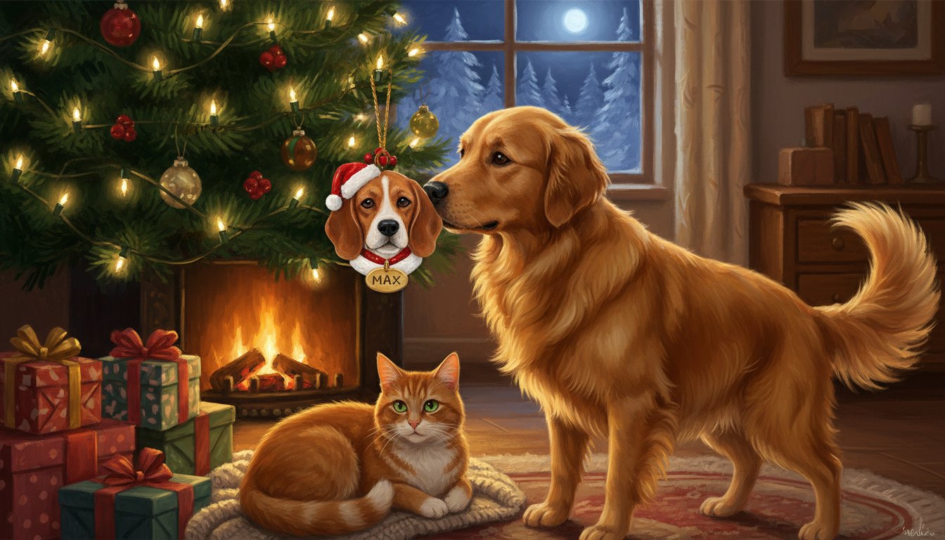 A custom dog ornament for the Christmas tree