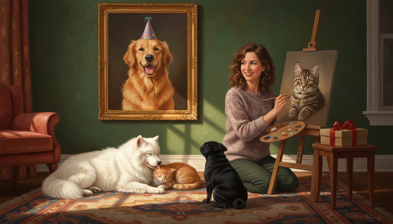 A original dog portrait as a birthday gift