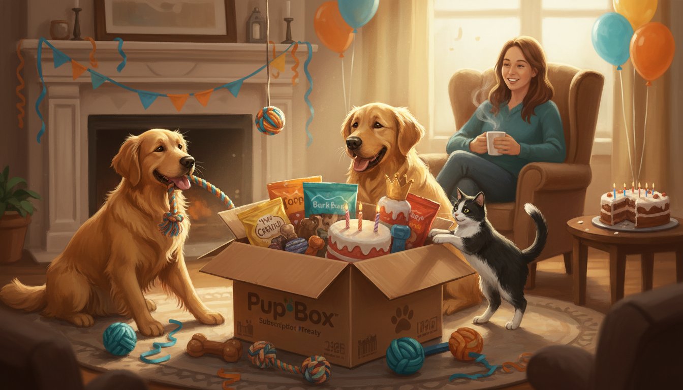 A monthly subscription treat box for dogs