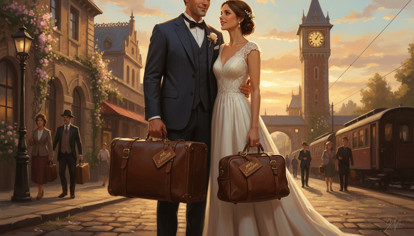 Monogrammed luggage tags as an engagement gift