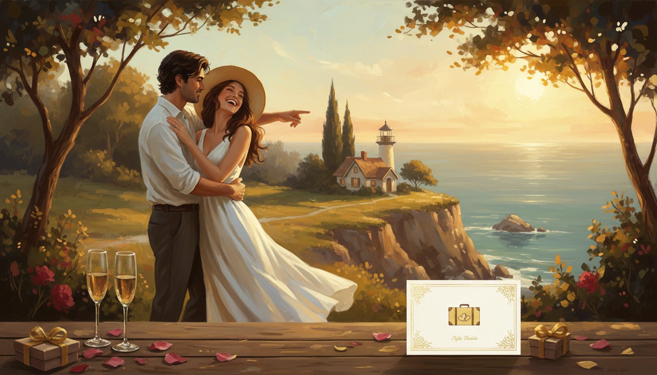 A weekend getaway gift card for the engaged couple