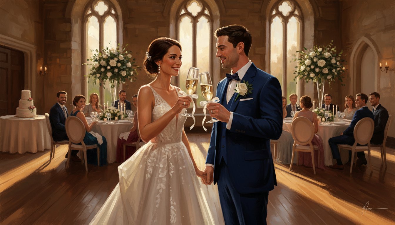 Personalized champagne flutes for the engagement