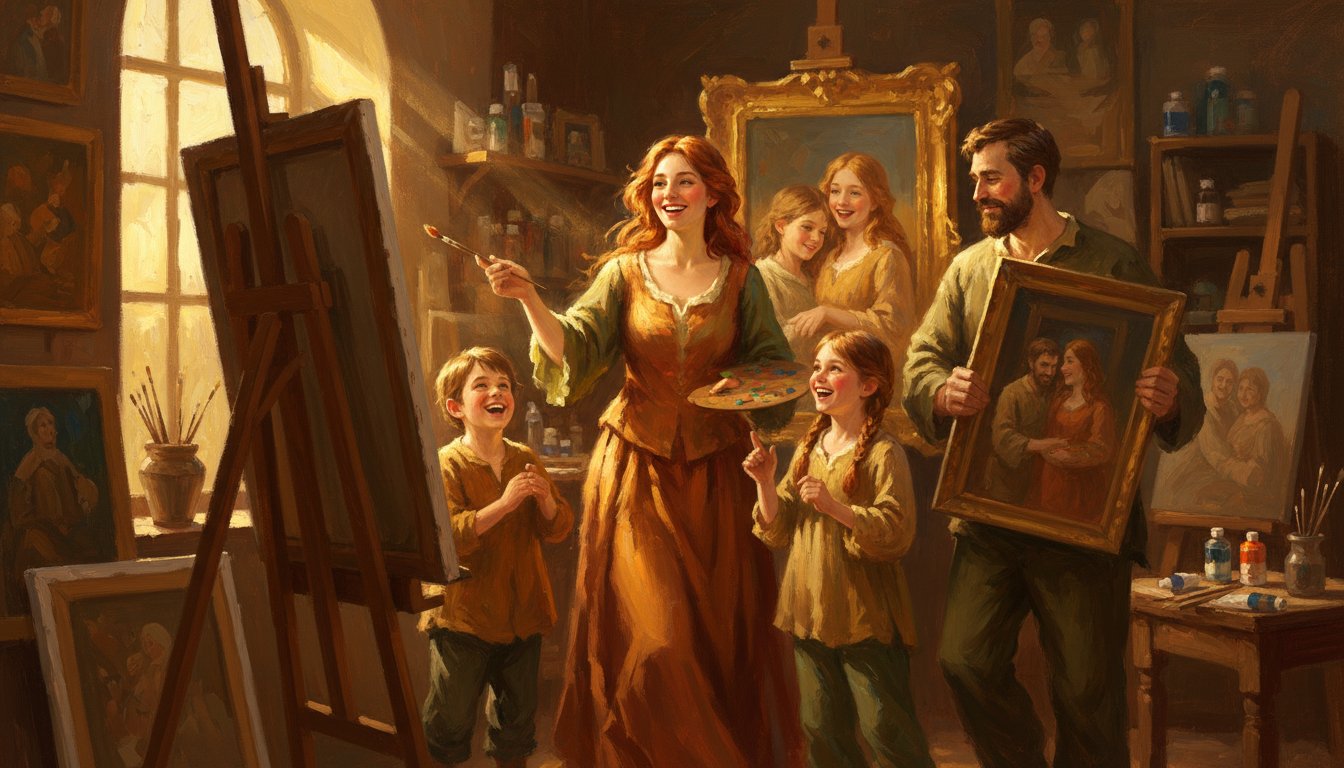 A family portrait that includes the family pet