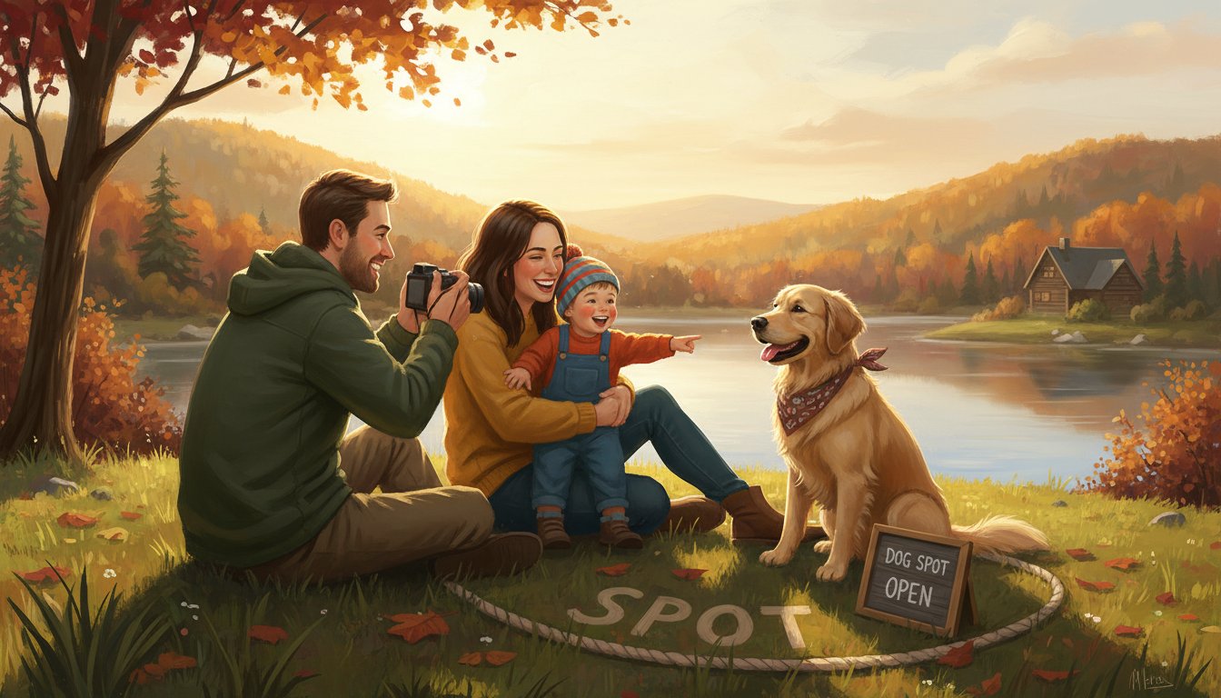 Photographing the family with space for the dog to be painted in