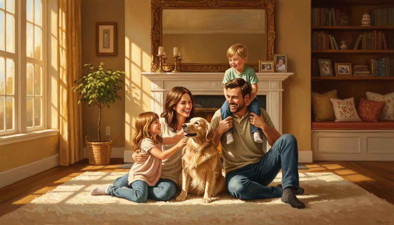 Family-with-dog composition ideas for portraits