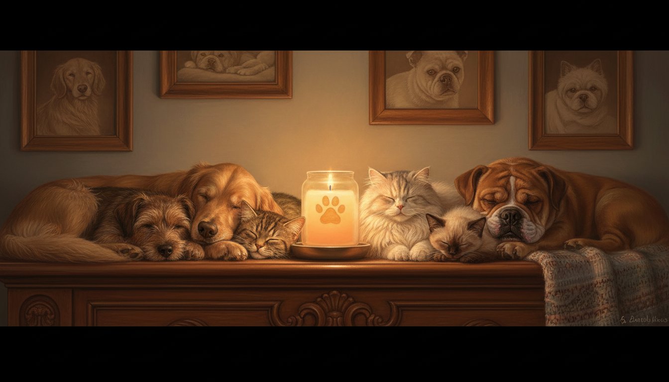 A memorial candle for pet loss