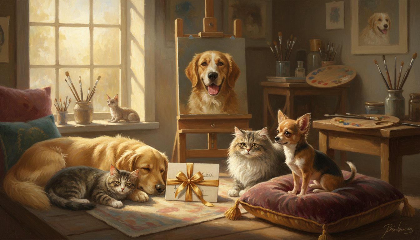A gift card for a custom pet portrait