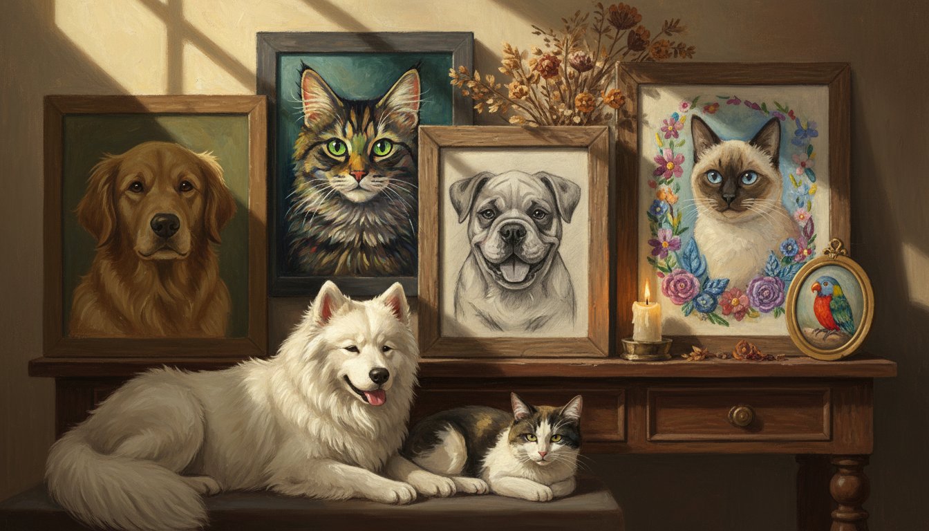 Comparing memorial portrait options for pet loss