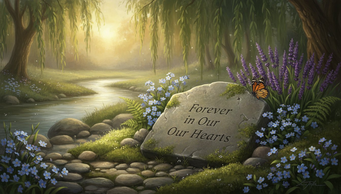 An engraved memorial garden stone