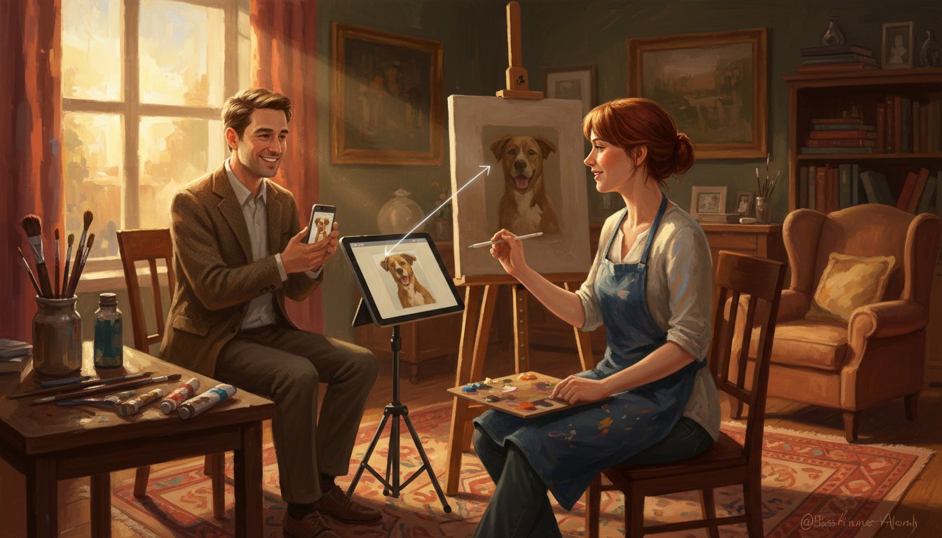 Sending your photo and discussing details with the artist