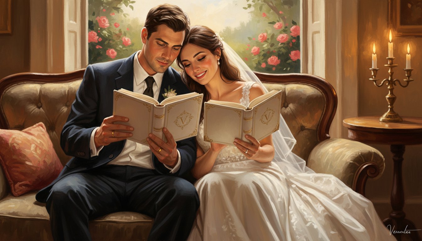 A personalized vow book set for weddings
