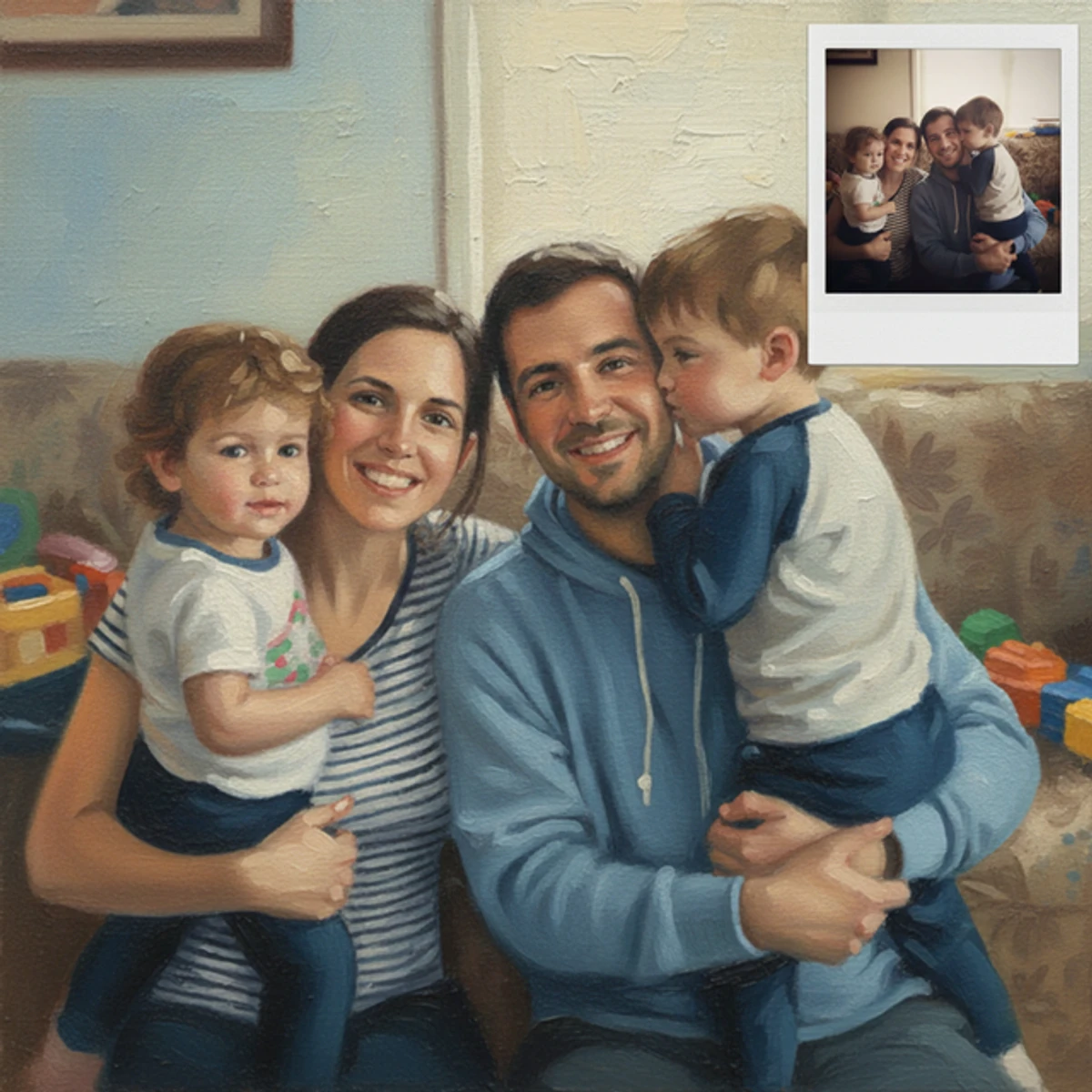 Photo to painting transformation example 1 - custom hand-painted portrait