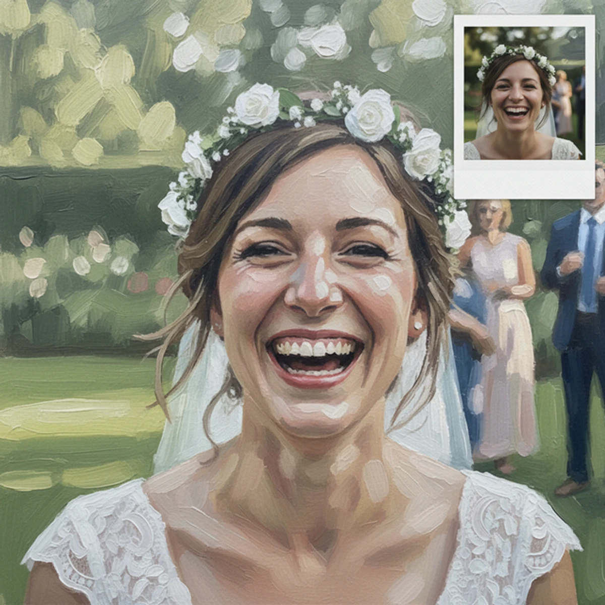 Photo to painting transformation example 3 - custom hand-painted portrait