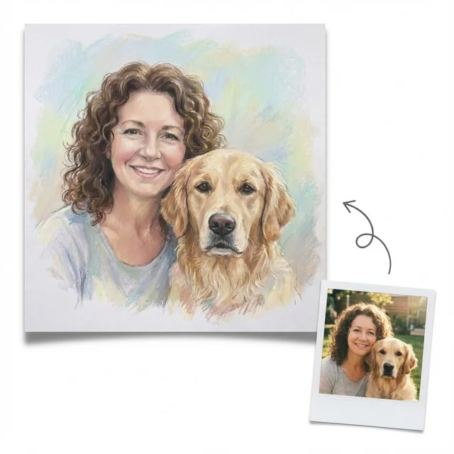 Persone e animali domestici · Pastello